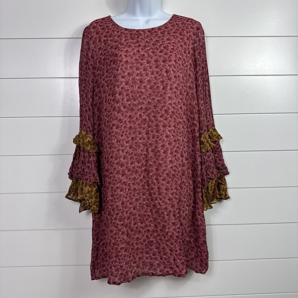 Anthropologie Varun Bahl Lanara Shift Dress Pink Floral Print sz Medium Petite